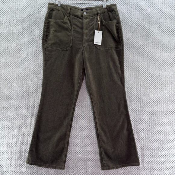 Quince Pants Womens 16 Green Seaweed Organic Cotton Stretch Corduroy Flare New - Picture 1 of 15